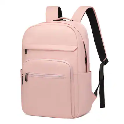 Front. Unique Bargains - 16" Laptop Backpack for Men Women, Travel w/Anti-Theft Pocket, Lightweight Water-Resistant TSA Approved - Pink.