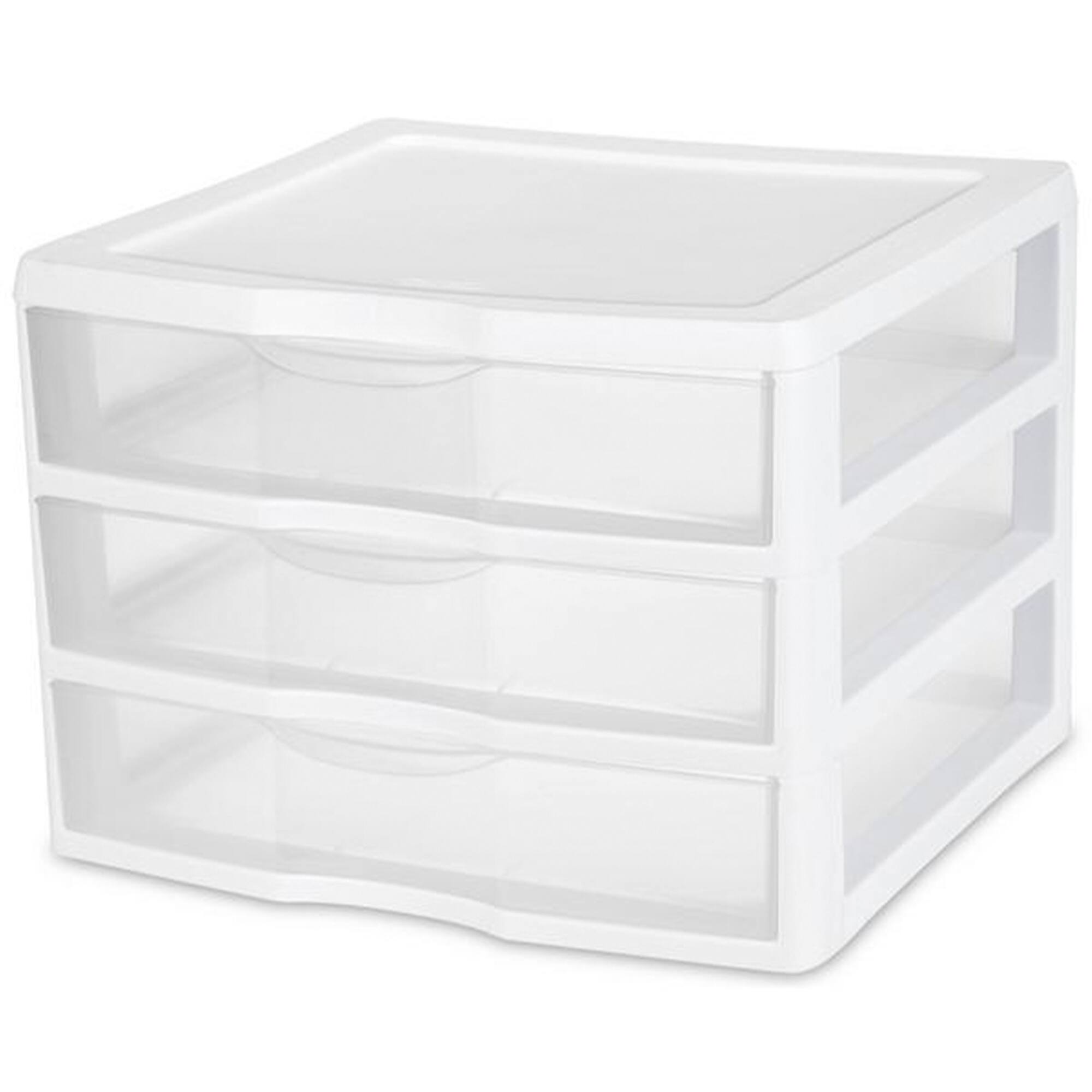 Alt View 1. Sterilite - Sterilite Clear Plastic Stackable Small 3 Drawer Storage System, White, (12 Pack).
