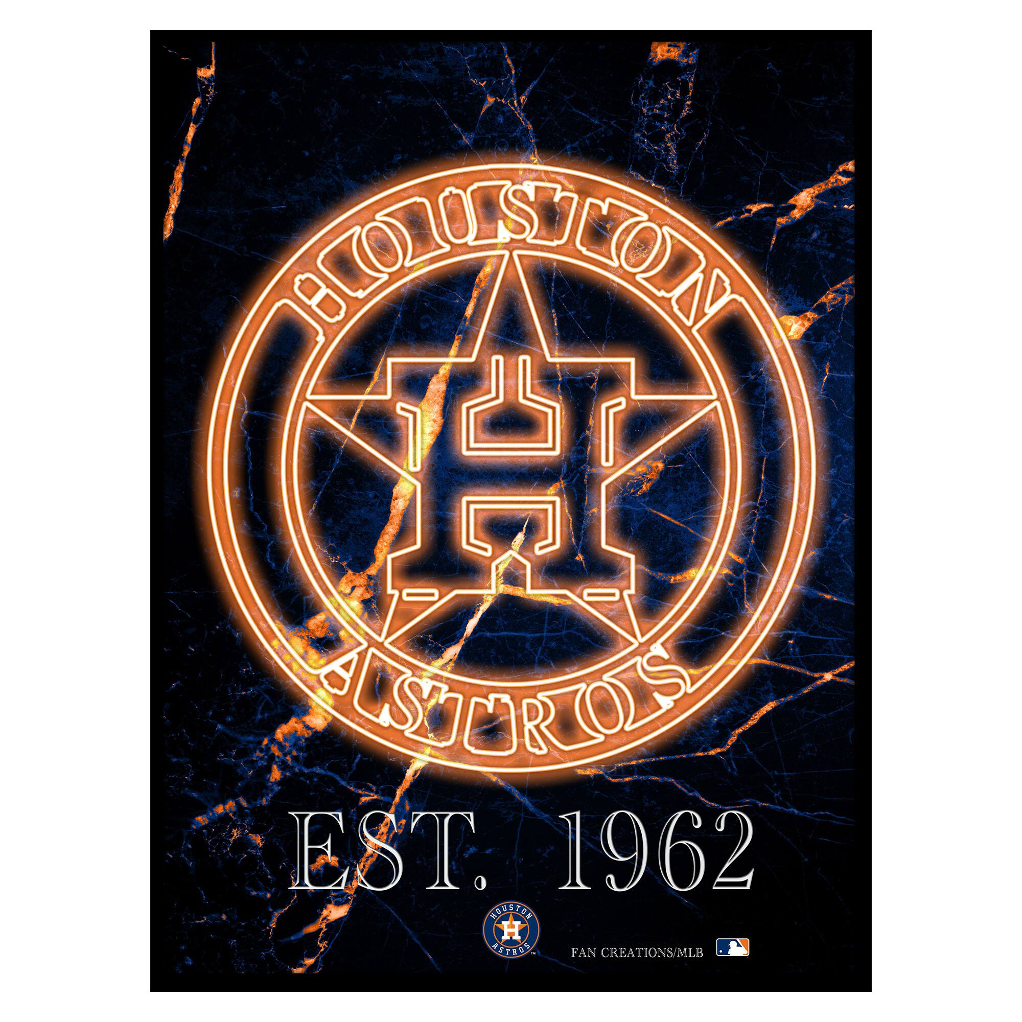 Black Houston Astros 12'' x 16'' Framed Circle Logo Print