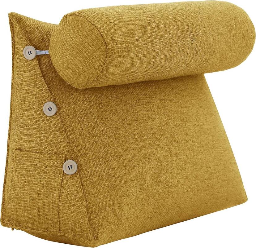 Alt View 1. wowmax - Reading Pillow for Adults - Lumbar Support Cushion for Bed & Sofa (Yellow Polyester) - Yellow.