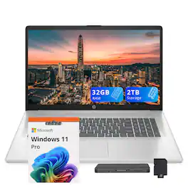 HP - 17.3" FHD Laptop,Intel Core i7 1355U,32GB RAM,1TB SSD+1TB Docking Station,Intel Iris Xe Graphics,Win 11 Pro - Silver