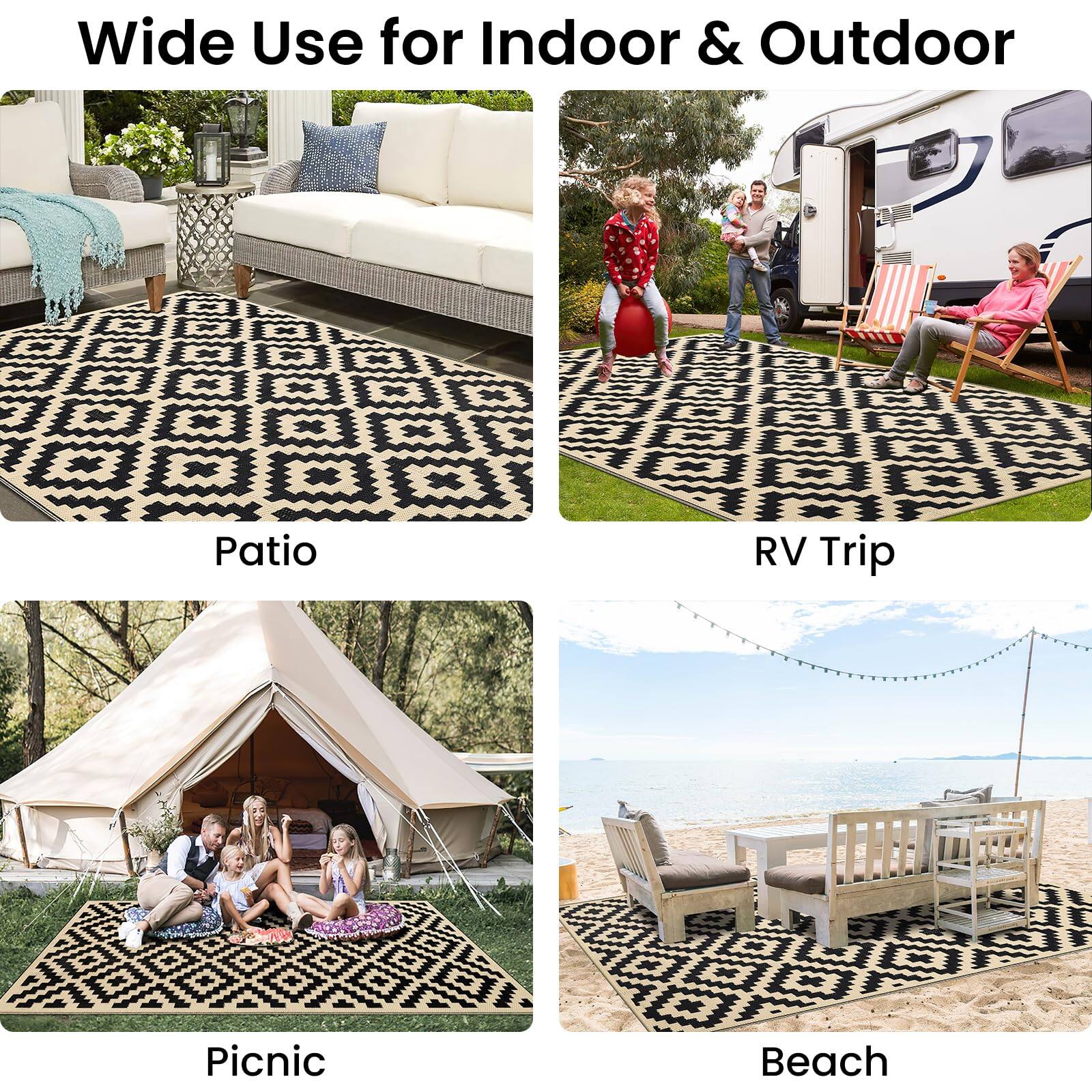 Reds Spade Waterproof Outdoor Rug Ft Reversible Plastic Straw Patio ...