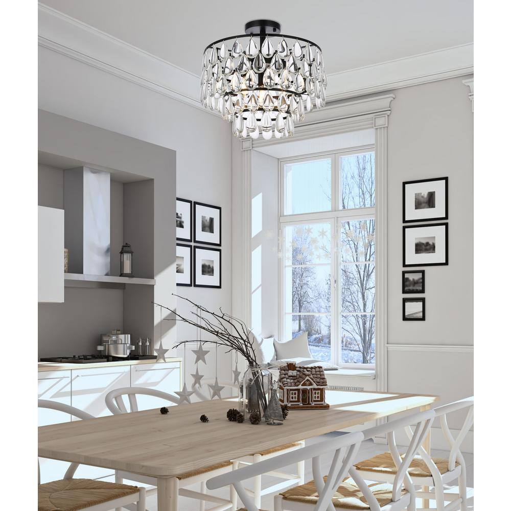Angle. Elegant Lighting - Mila 16 inch flush mount in black - Black.