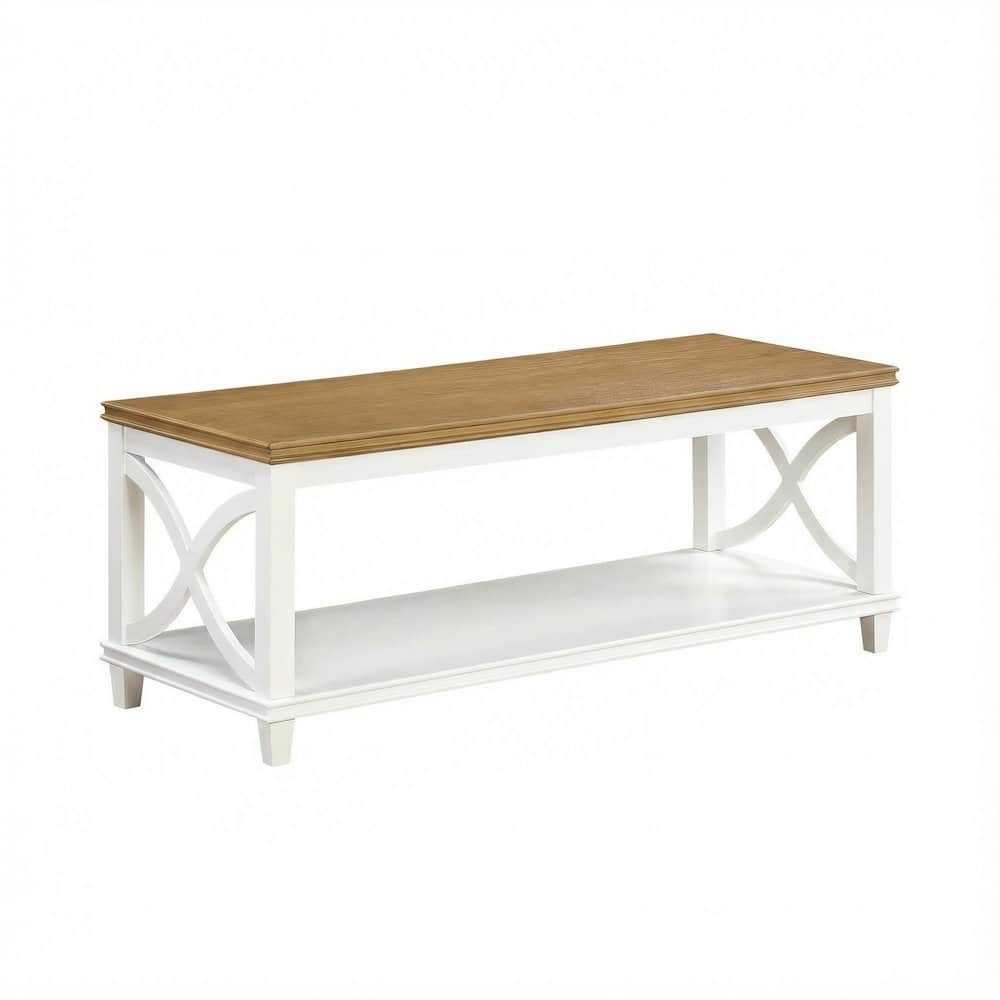 FurniFact - Driftwood White Coffee Table MDF Modern Farmhouse Design Durable Surface - Driftwood / White
