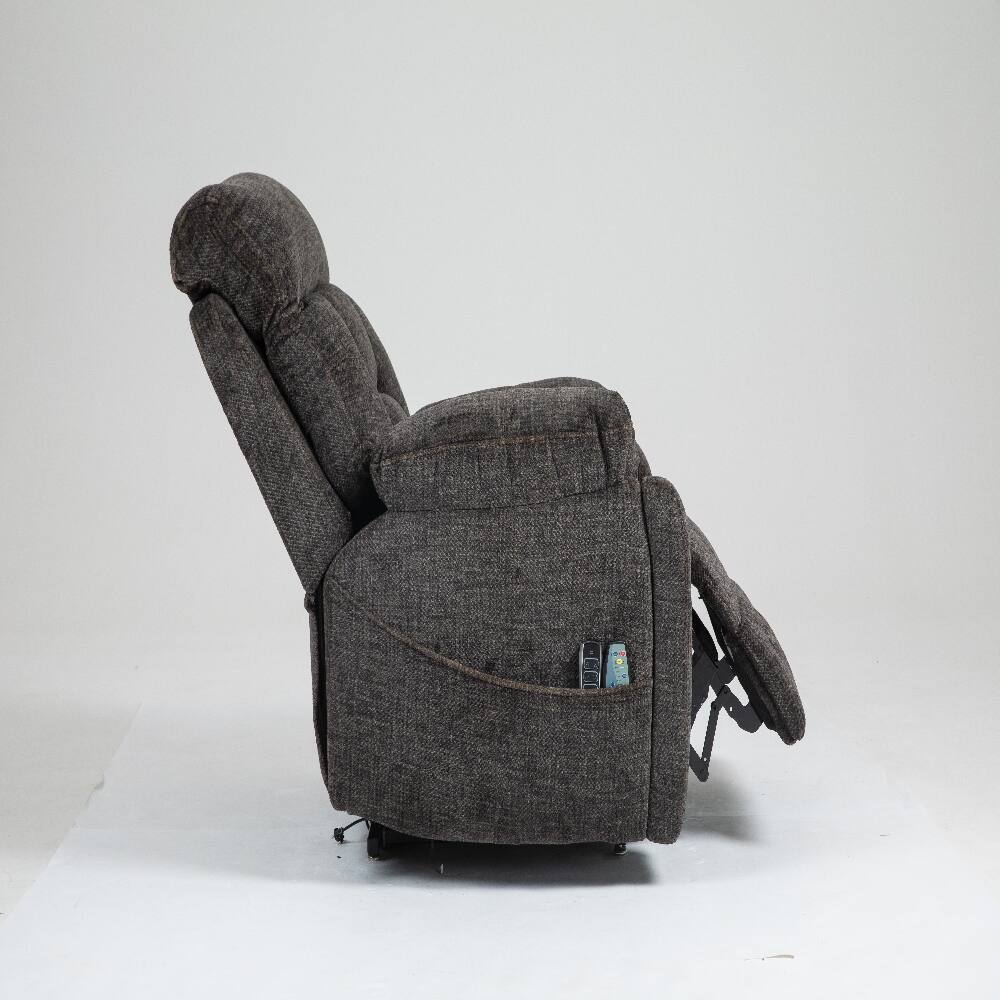 Alt View 2. Ropilly - Ropilly Oversized Electric Lift Chair, Lay Flat Recliner with Heat and Massage, 400 lbs Capacity, Dark Brown - Dark Brown.