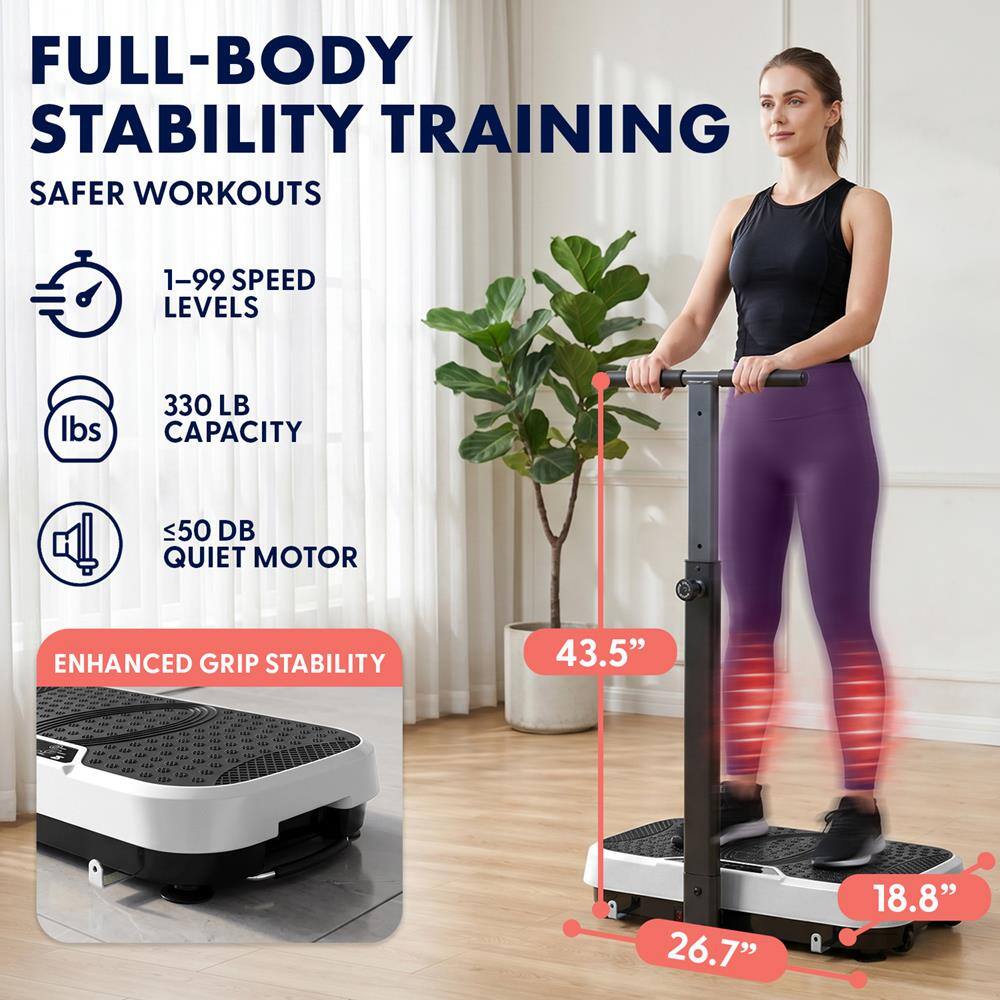 FULL-BODY STABILITY TRAINING  
SAFER WORKOUTS  
1-99 SPEED LEVELS  
330 LB CAPACITY  
≤50 DB QUIET MOTOR  
ENHANCED GRIP STABILITY  
43.5"  
26.7"  
18.8"