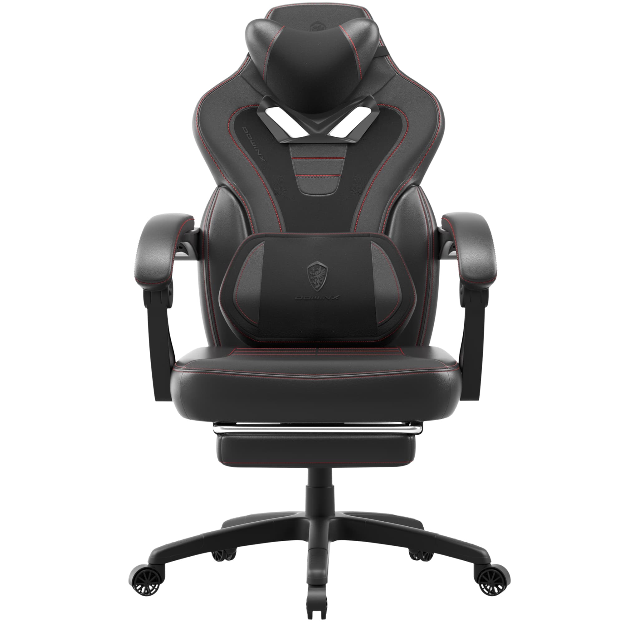 Dowinx - Gaming Chair Ergonomic with Adjustable Massage Lumbar Support, Reclining Office Chair with Footrest for Adults - Black