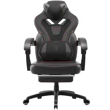 Front. Dowinx - Gaming Chair Ergonomic with Adjustable Massage Lumbar Support, Reclining Office Chair with Footrest for Adults - Black.