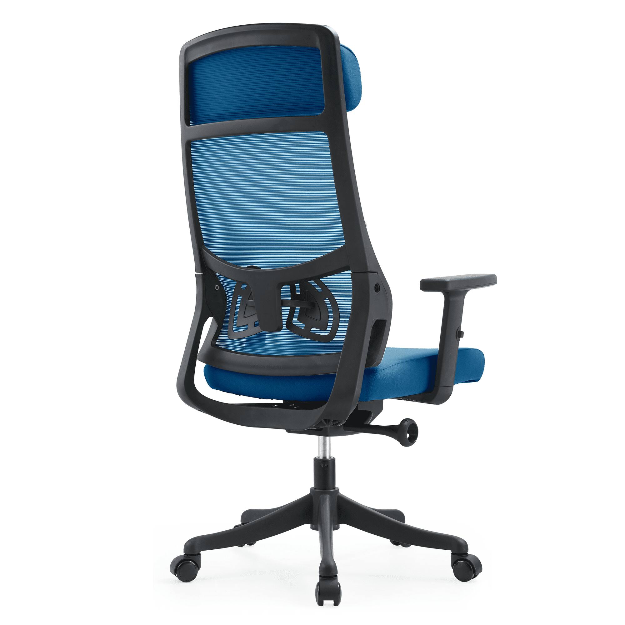 Alt View 4. LeisureMod - Dale Ergonomic Office Chair with Mesh Back, Lumbar Support, Swivel, Adjustable Height, Wheels, and Armrests - Blue.