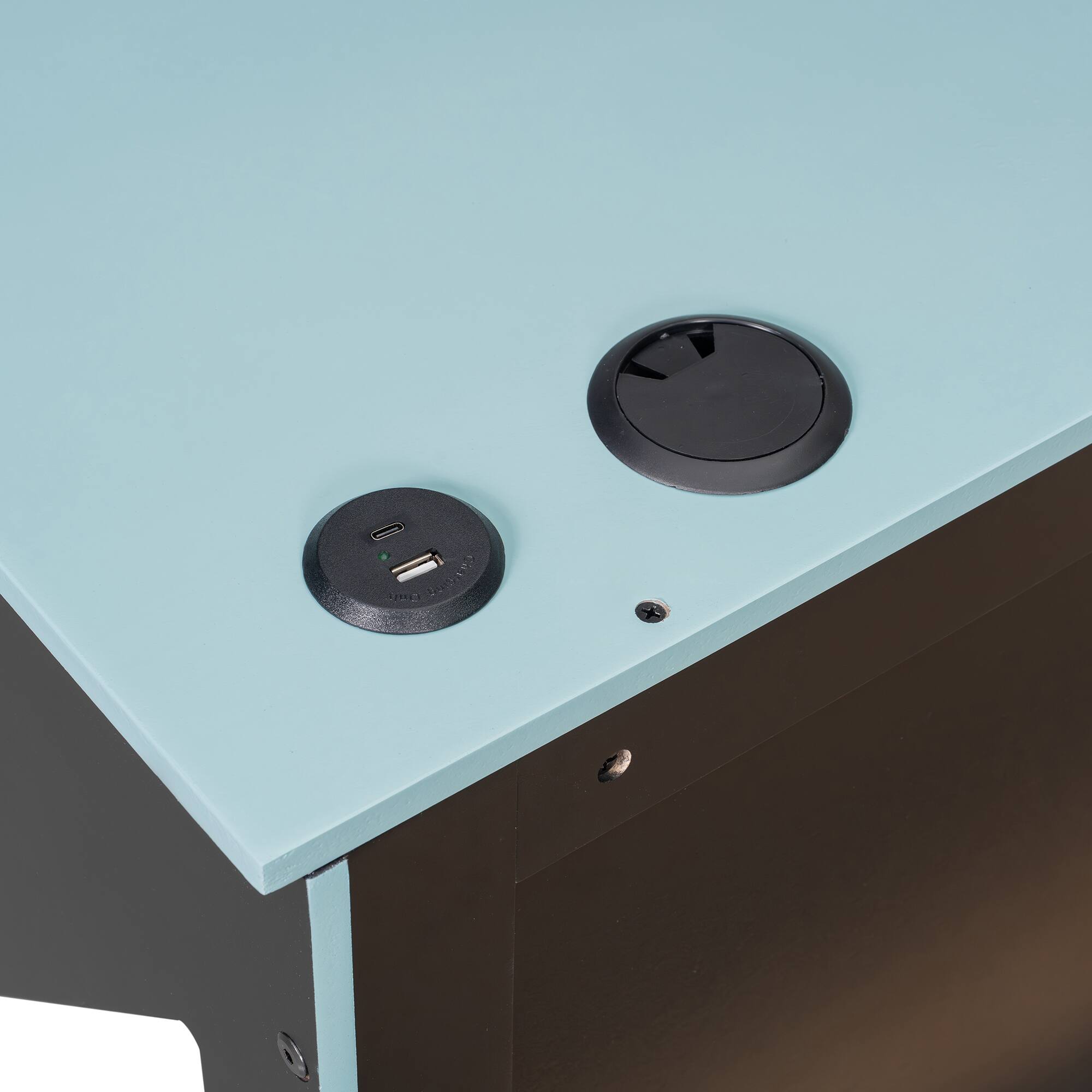 Alt View 5. Anysun - Full Size Wood Daybed with Twin Size Trundle,Desk and USB - Blue.