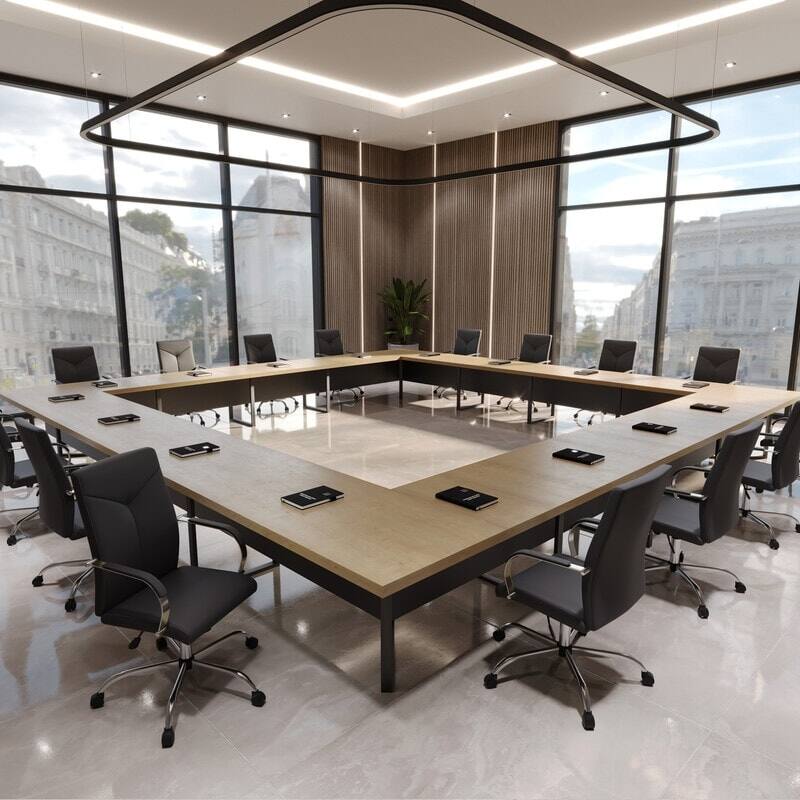 Angle. LeisureMod - Set of 8 Sonora Modern Ergonomic High-Back Leather Task Office Chair with Swivel and Tilt for Home Office - Black.