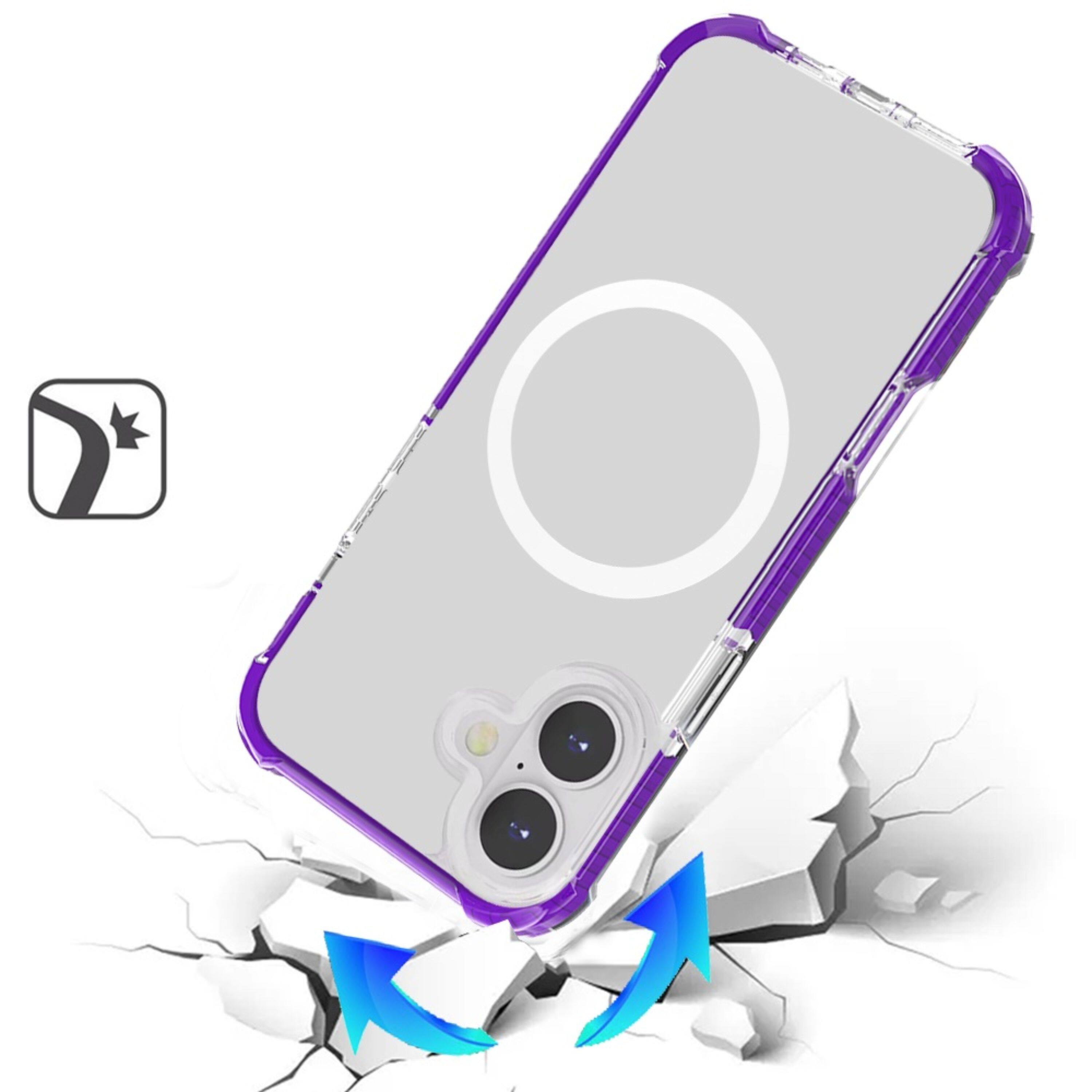 Angle. Kitcheniva - Magnetic Circle Acrylic ShockProof Cover Phone Case With Tempered Glass For iPhone 17 Purple - Purple.
