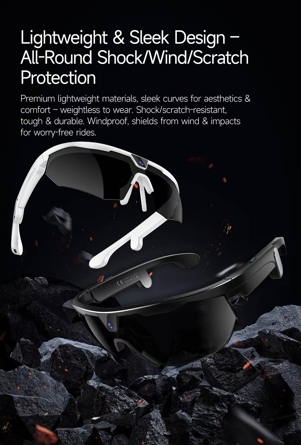 Lightweight & Sleek Design – All-Round Shock/Wind/Scratch Protection

Premium lightweight materials, sleek curves for aesthetics & comfort – weightless to wear. Shock/scratch-resistant, tough & durable. Windproof, shields from wind & impacts for worry-free rides.