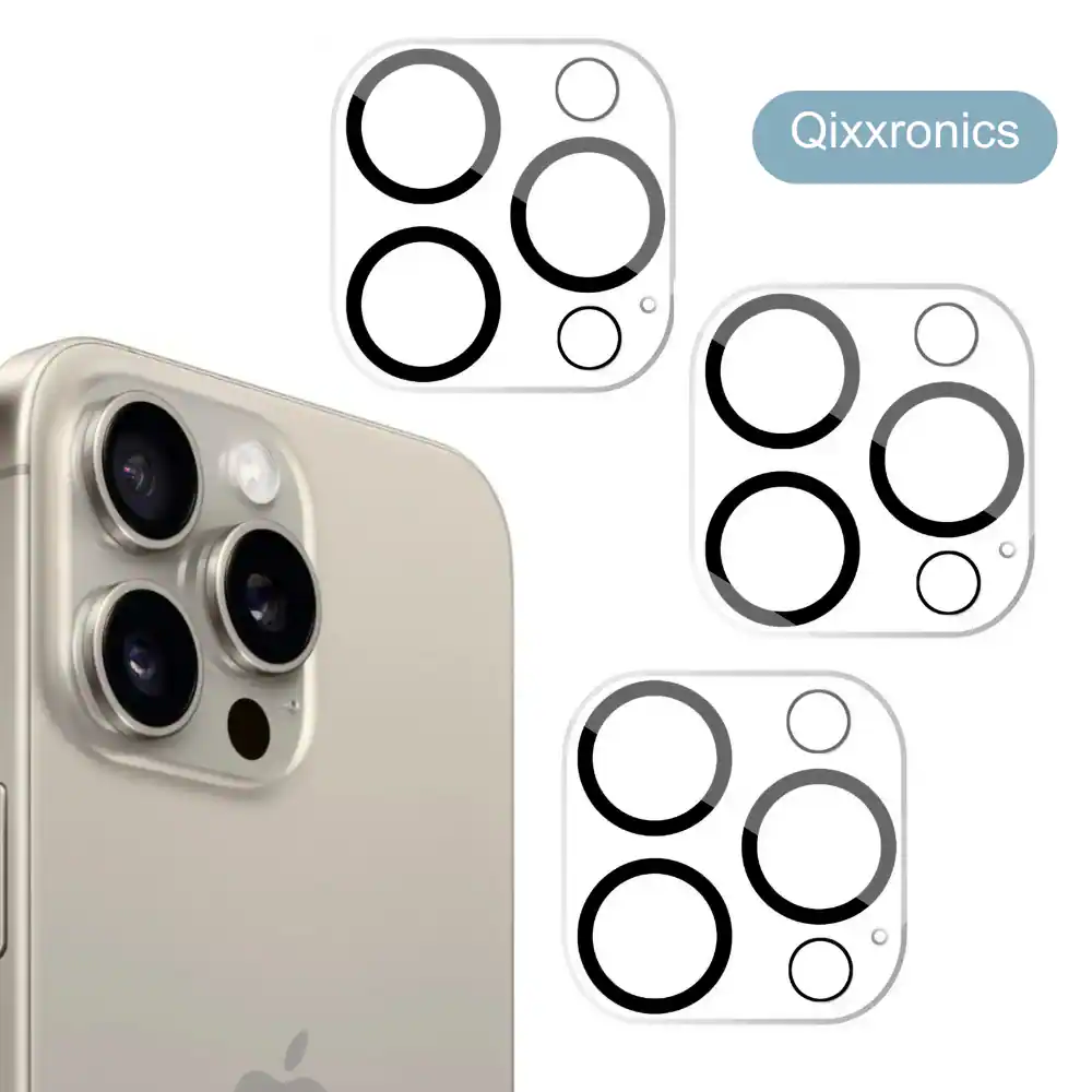 Alt View 1. Qixxronics - 3-PACK for iPhone 15 Pro Camera Lens Protector Tempered Glass Compatible with iPhone 15 Pro [3-Pack] - Clear.
