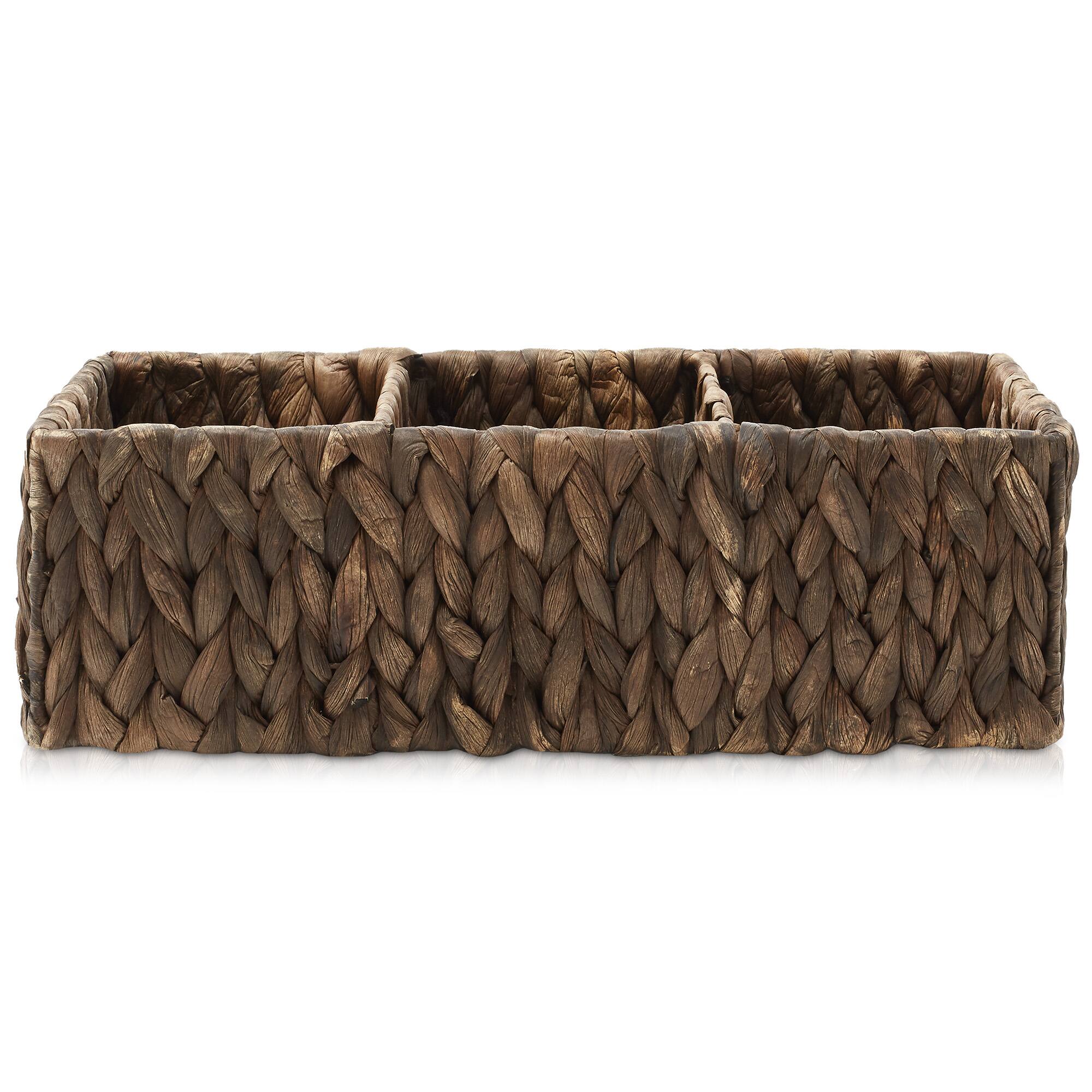 Alt View 3. Casafield - 2 Water Hyacinth Storage Baskets - Woven Storage Bins - Espresso - Hyacinth.