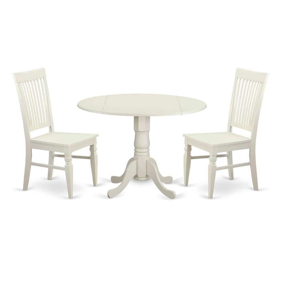 East West Furniture - 3 PC Dining room set for 2-Kitchen Table and 2 Kitchen Dining Chairs - Linen White price history on PriceWatchPro