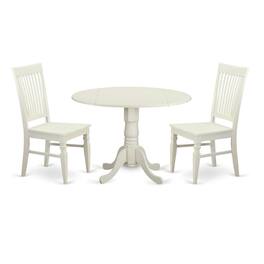 East West Furniture - 3 PC Dining room set for 2-Kitchen Table and 2 Kitchen Dining Chairs - Linen White