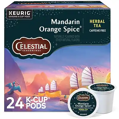 KEURIG GENUINE K-CUP PODS
Mandarin Orange Spice
HERBAL TEA
CAFFEINE FREE
NATURALLY FLAVORED WITH OTHER NATURAL FLAVORS
CELESTIAL SEASONINGS
24 K-CUP PODS
CELESTIAL Mandarin Orange Spice HERBAL TEA
