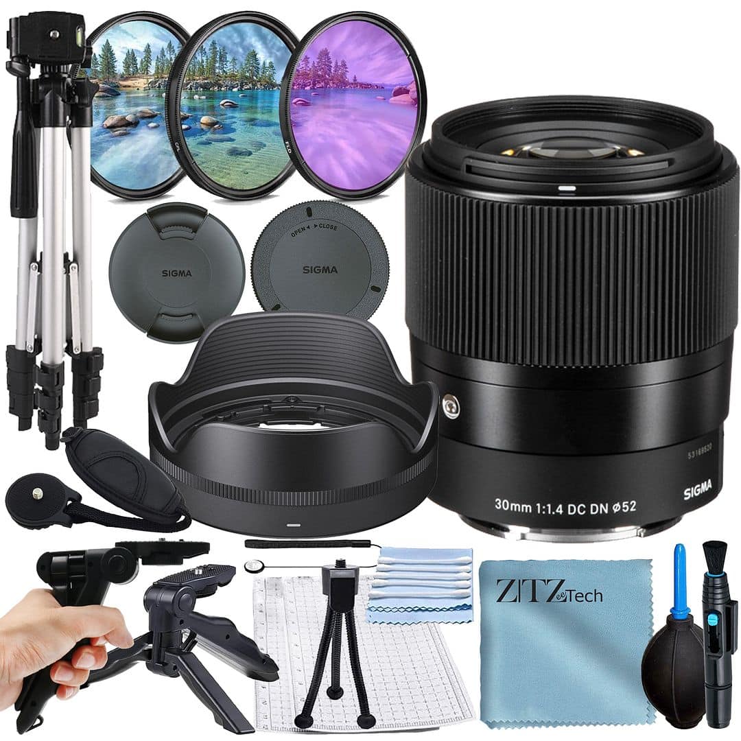 Bundle - Sigma - 30mm f/1.4 DC DN Contemporary Lens for Sony + 3 Pieces Filter Kit + Tripod + ZeeTech - Black price history on PriceWatchPro
