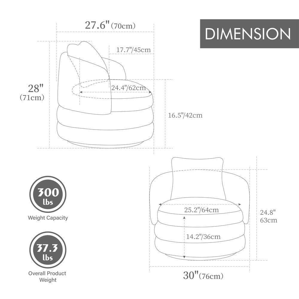 27.6" (70cm)  
17.7"/45cm  
28" (71cm)  
24.4"/62cm  
16.5"/42cm  
25.2"/64cm  
24.8" 63cm  
14.2"/36cm  
30" (76cm)  

DIMENSION  

300 lbs Weight Capacity  

37.3 lbs Overall Product Weight