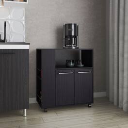 Loheer - Kitchen Cart with Microwave Shelf Small Rolling Kitchen Island 32.8" H - Wenge