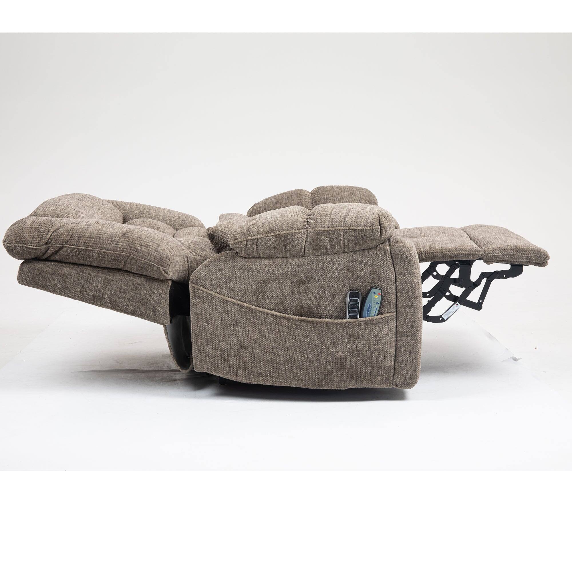 Alt View 3. Boyel Living - Power Lift Recliner for Big and Tall Seniors 4 OKIN Motors 180° Lay Flat Heat Massage Adjustable Headrest Lumbar - taupe.