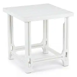 Costway - 1 PCS 18" Outdoor Adirondack Side Table with Slatted Surface, 0-Screw Assembly for Porch - White