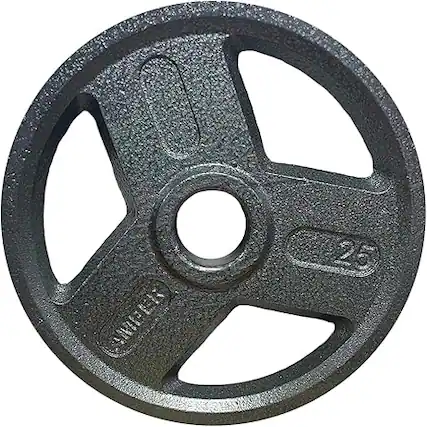 Front. Amber Sporting Goods - Tri-Grip Cast Iron Weight Plates for Strength Training, Rust Resistant, Ideal for Squats & Lifts, 25 lb Pair - black.