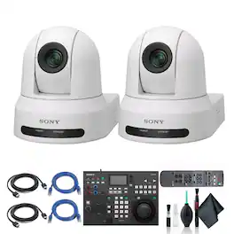 2x Sony SRG-X40UH PTZ Camera + RM-IP500/1 Remote Controller + Cables - White
