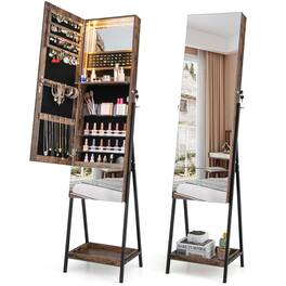 Ecooso - Lockable Freestanding Jewelry Organizer with Full-Length Frameless Mirror and Storage