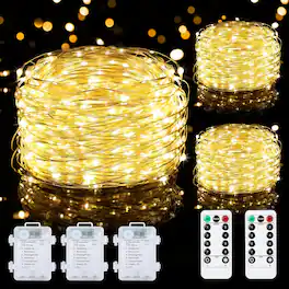 THIRSTY TURTLE - 3-Pack Fairy Lights, Battery Operated, 33 ft, 100 LED
