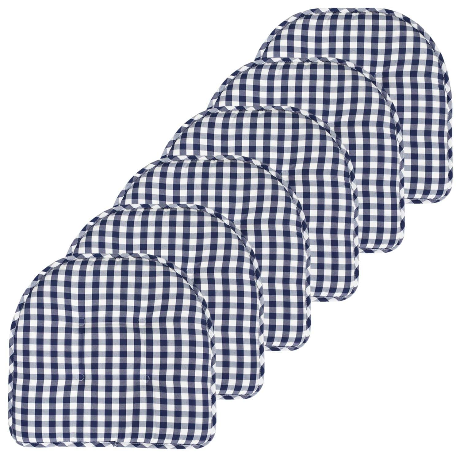 Sweet Home Collection Checkered Buffalo Check U Shaped Memory Foam 17" x 16" Chair Cushions, One Size, Multiple Colors