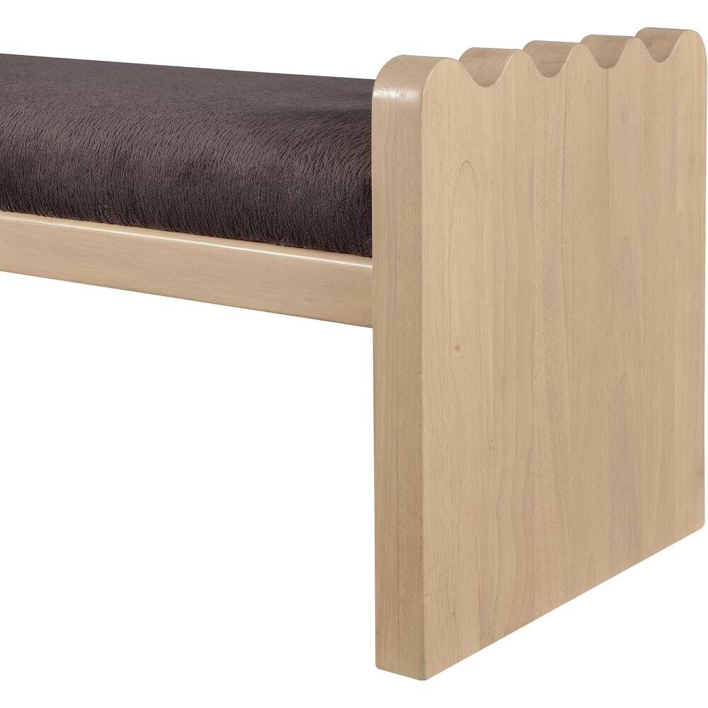 Alt View 4. Meridian Furniture - Sonia Brown Velour Fur Fabric Bench - Brown.