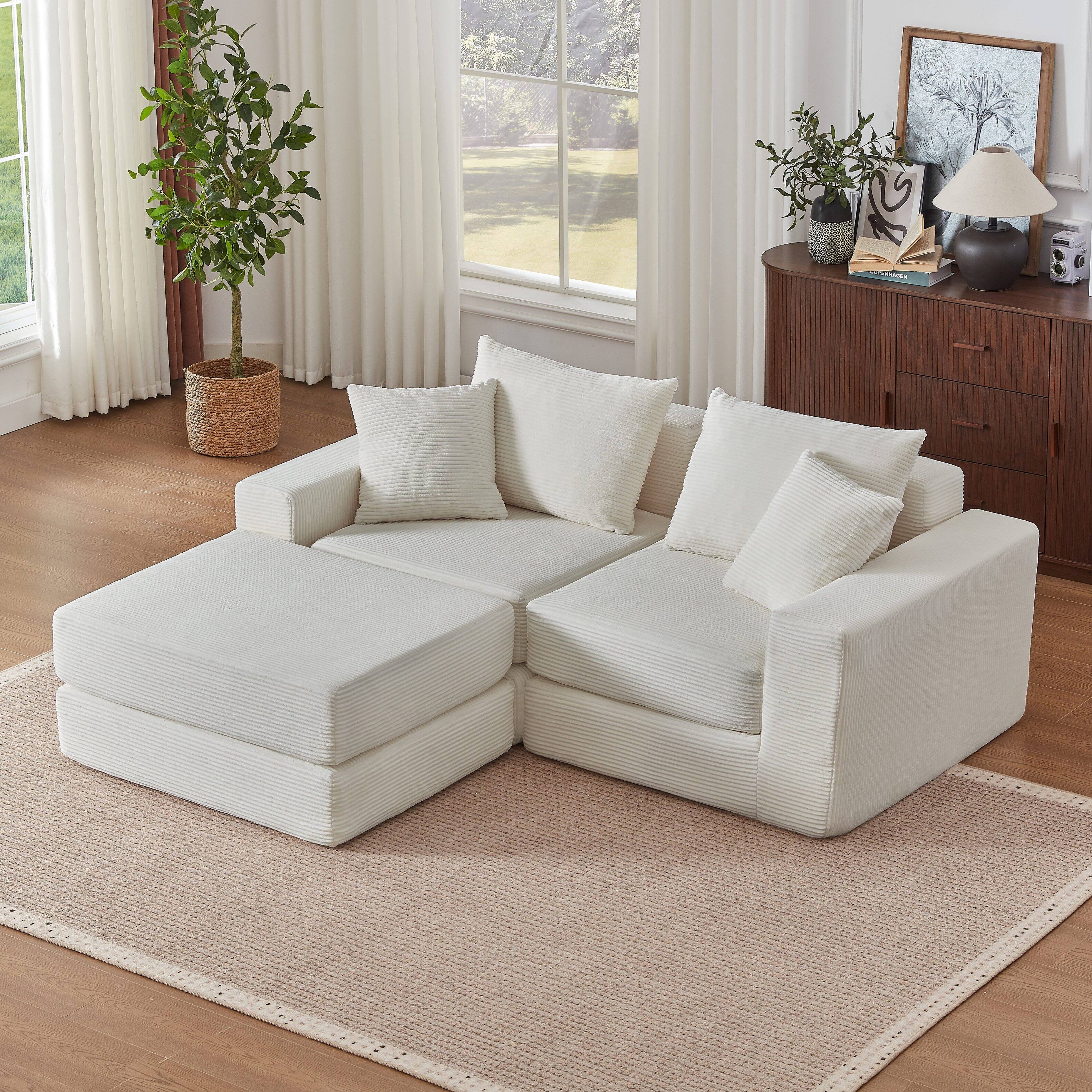 Angle. Anysun - Anysun Modular Boneless Sectional Loveaeat Cloud Sofa with Non Slip Base, No Assembly - White.