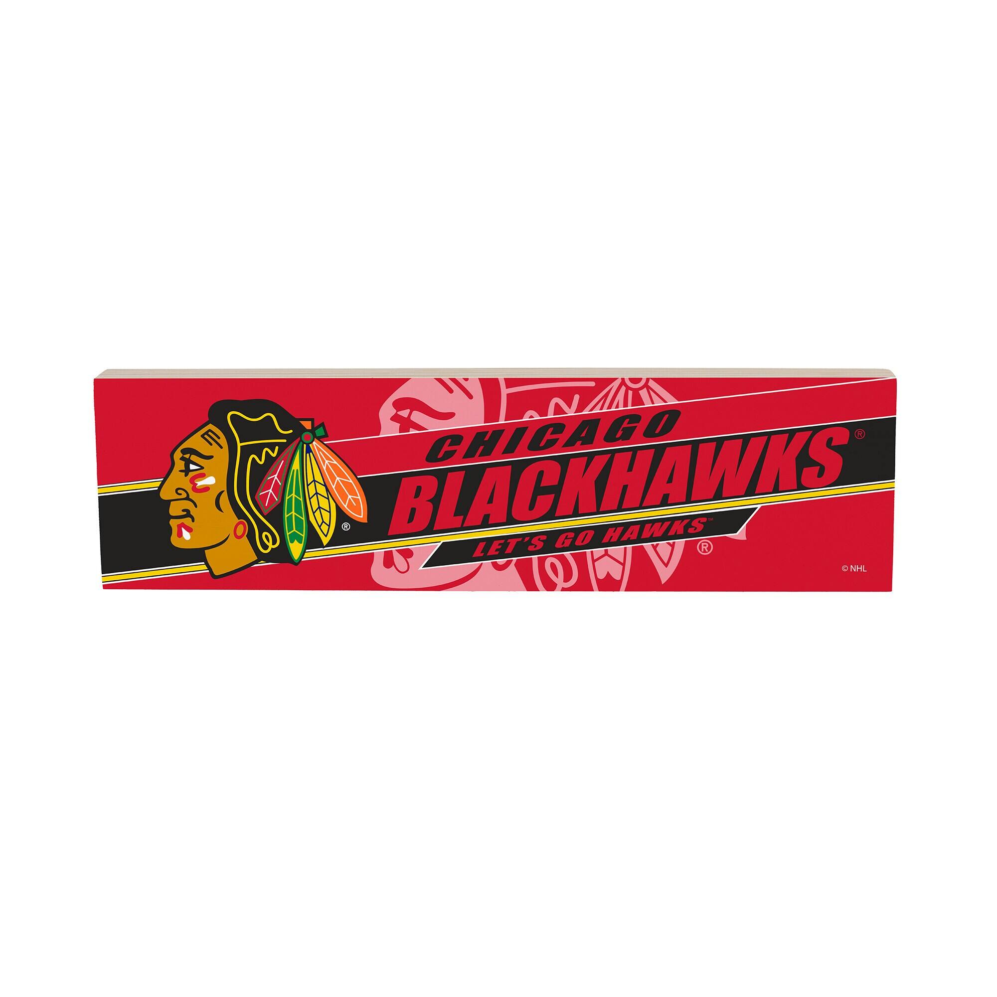 Chicago Blackhawks 5" x 18" Shadow Logo Wood Mantle Sign