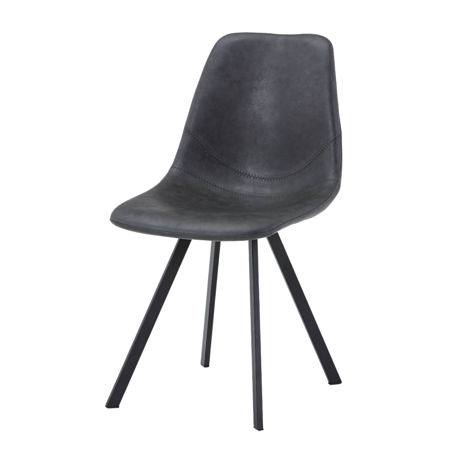 Alt View 7. LeisureMod - Markley 4-PCS Mid-Century Modern Leather Upholstered Desk Chair for Kitchen, Dining & Office - Charcoal Black.