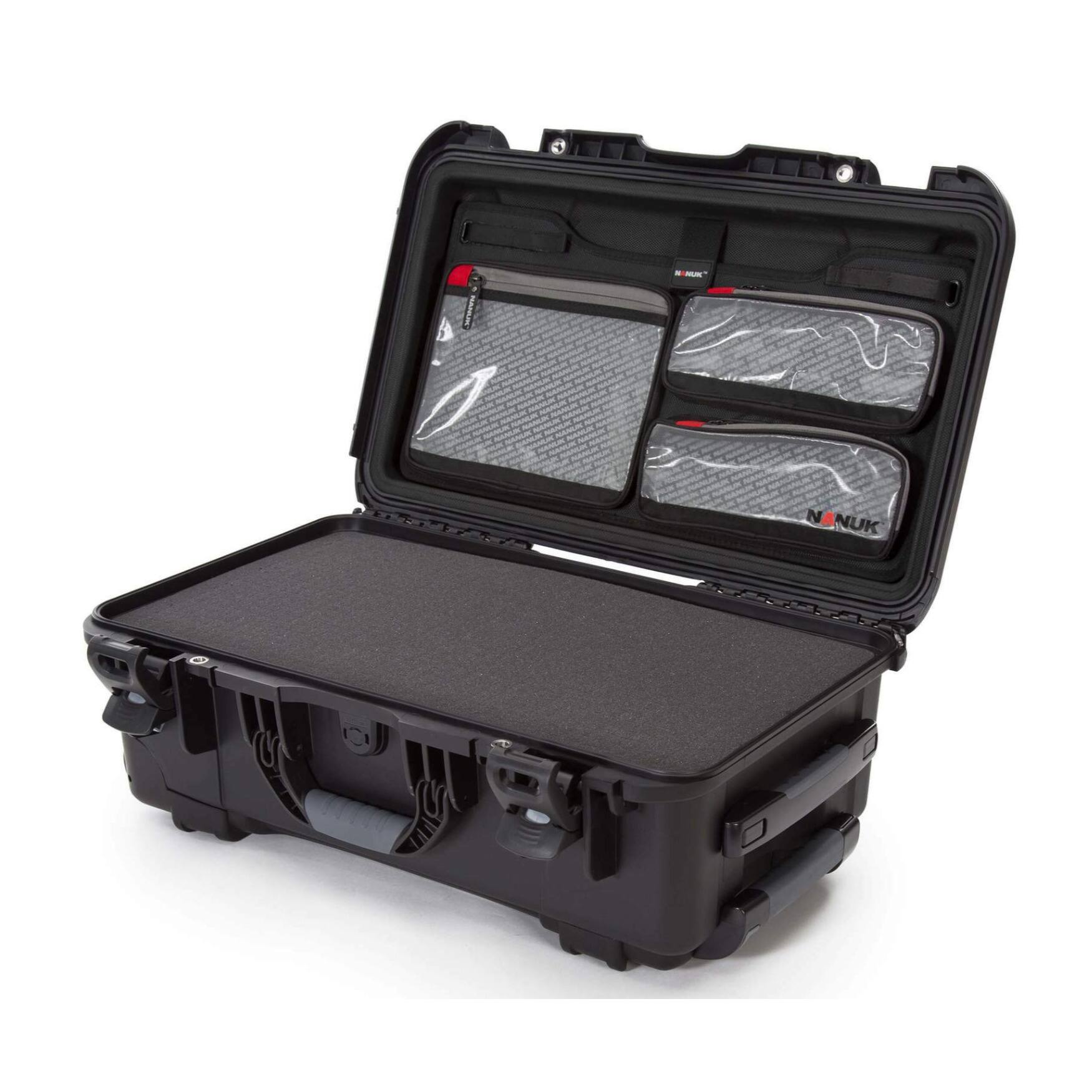 Left. NANUK - Nanuk 935 Waterproof Hard Case with Lid Organizer, Padded Divider, Wheels(Black).