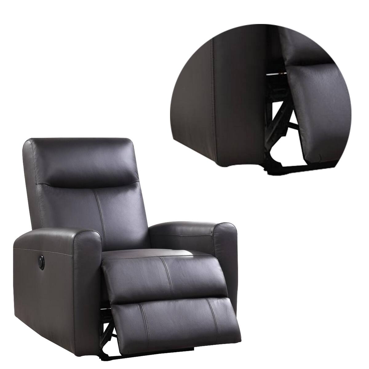 Angle. Manhattan Lane - Leatherette Power Recliner with Tufted Back - Brown.