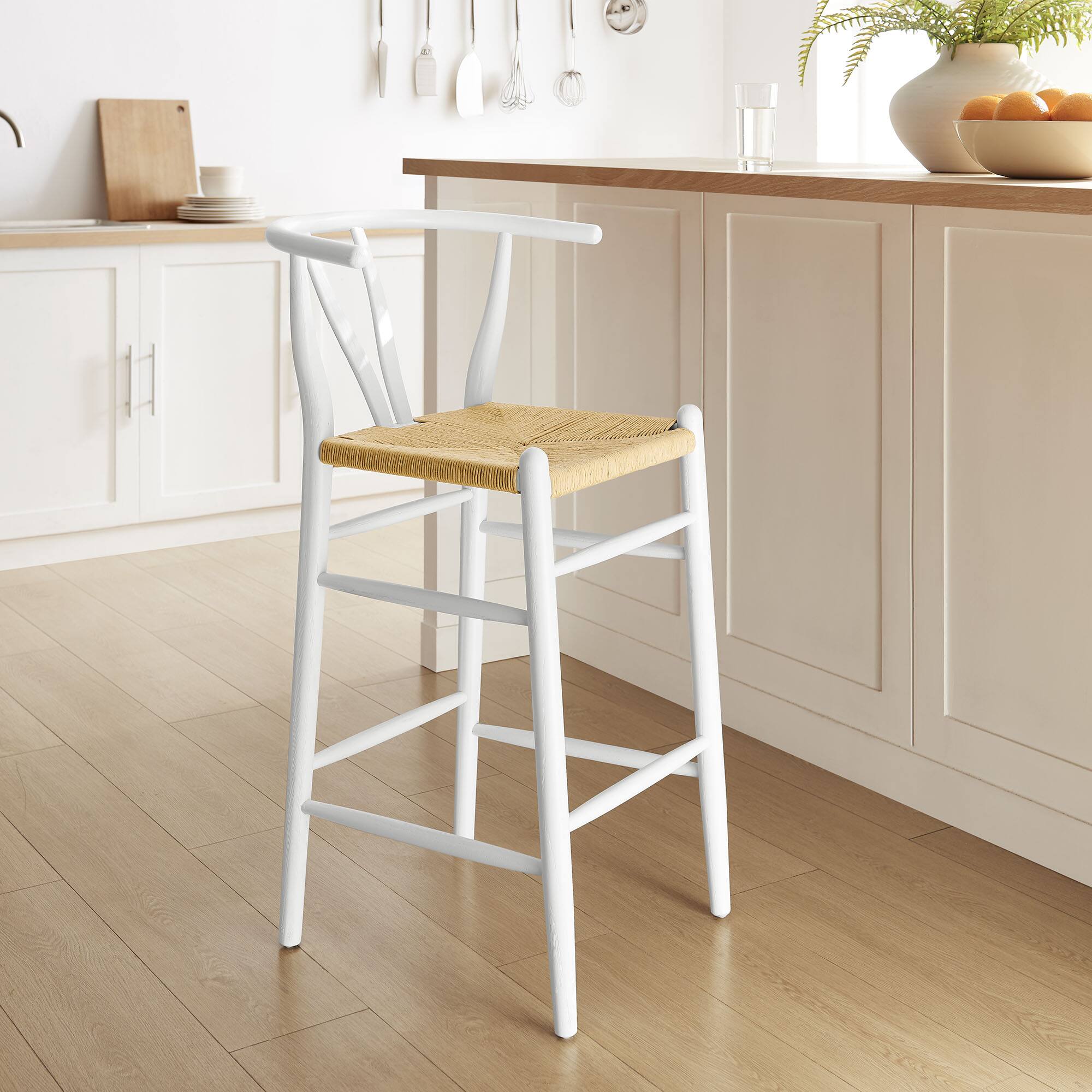 Alt View 5. Modway - Amish Wood Bar Stool - White.