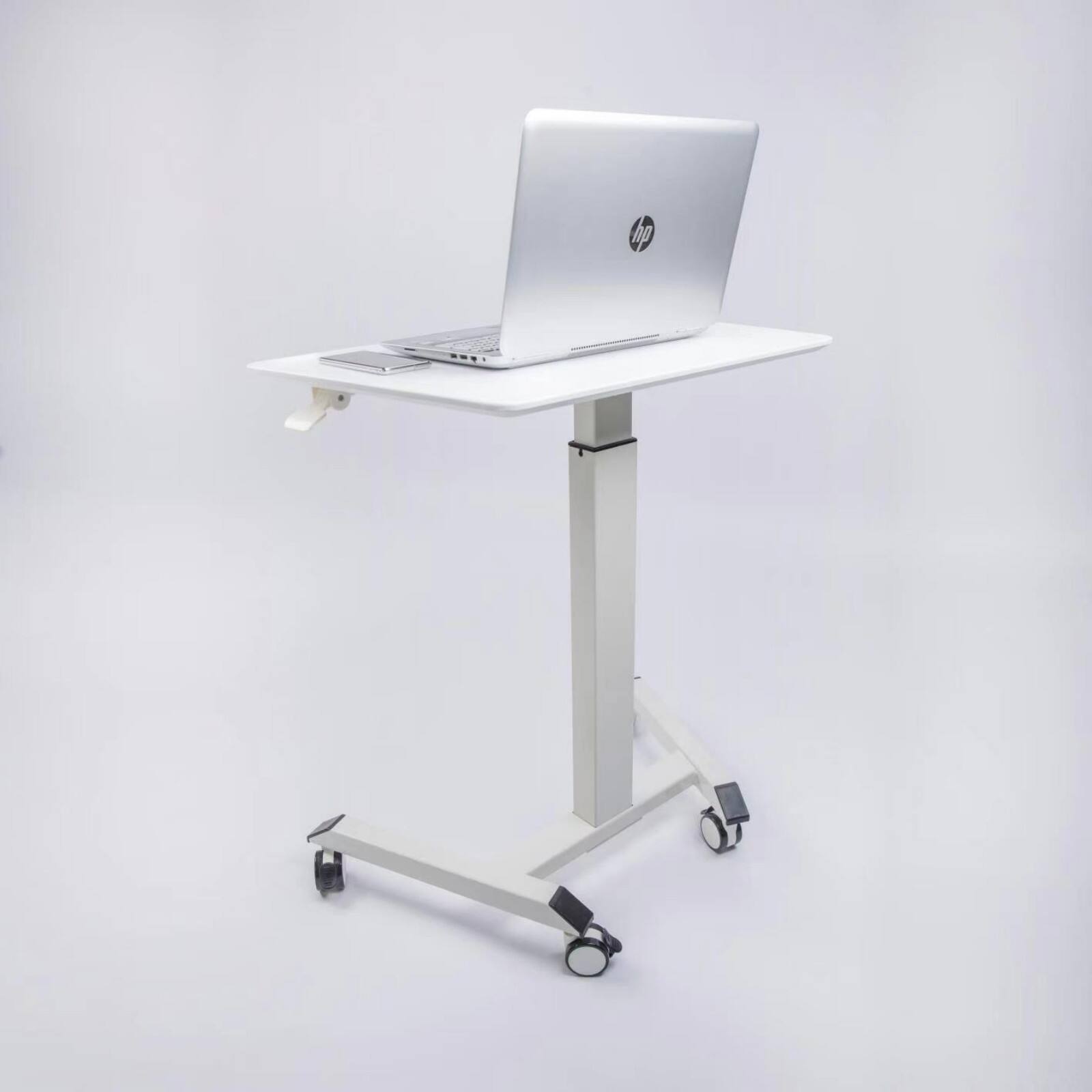 Alt View 8. Glintex - Compact Adjustable Desk with Manual Height Adjustment 29.5''-43.3'', Sturdy Small Standing or Sitting Workstation - White.