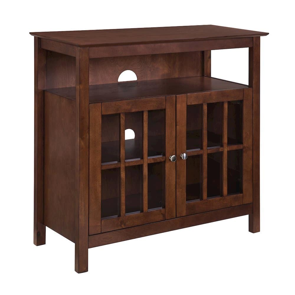FurniFact - Tall TV Stand Console, Brown, Storage Cabinets, 40 Inch - Gray