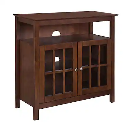 Front. FurniFact - Tall TV Stand Console, Brown, Storage Cabinets, 40 Inch - Gray.