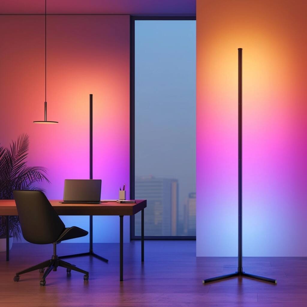 Angle. Lamp Depot - Set of 2 RGB Color-changing Corner Floor Lamp.