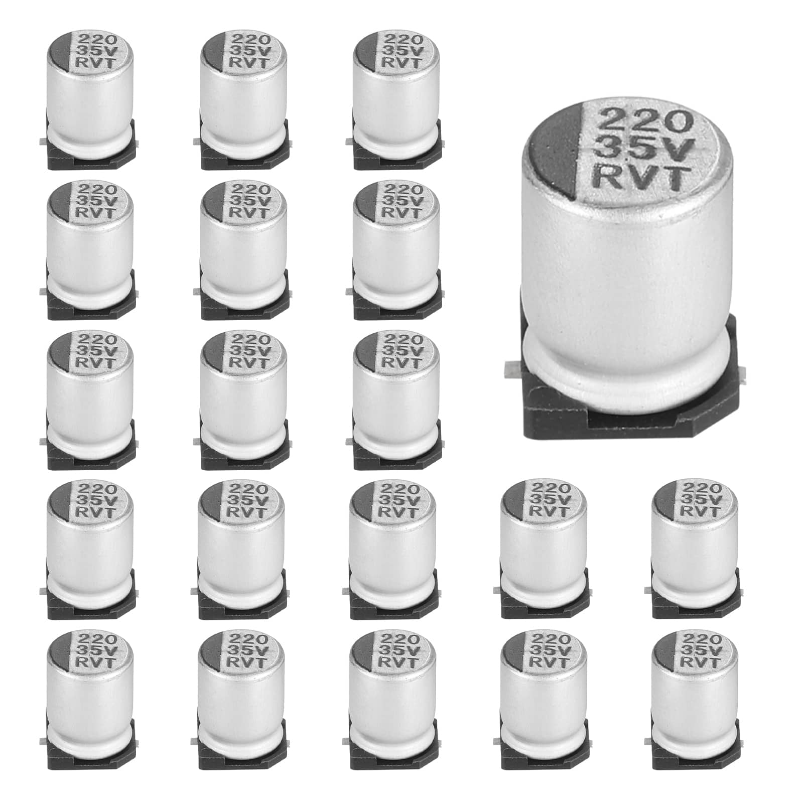 Unique Bargains - 220uF 35V SMD Aluminum Electrolytic Capacitor, Low Impedance, 8x10.5mm, 20pcs, for TV/Computer/DIY - Silver price history on PriceWatchPro