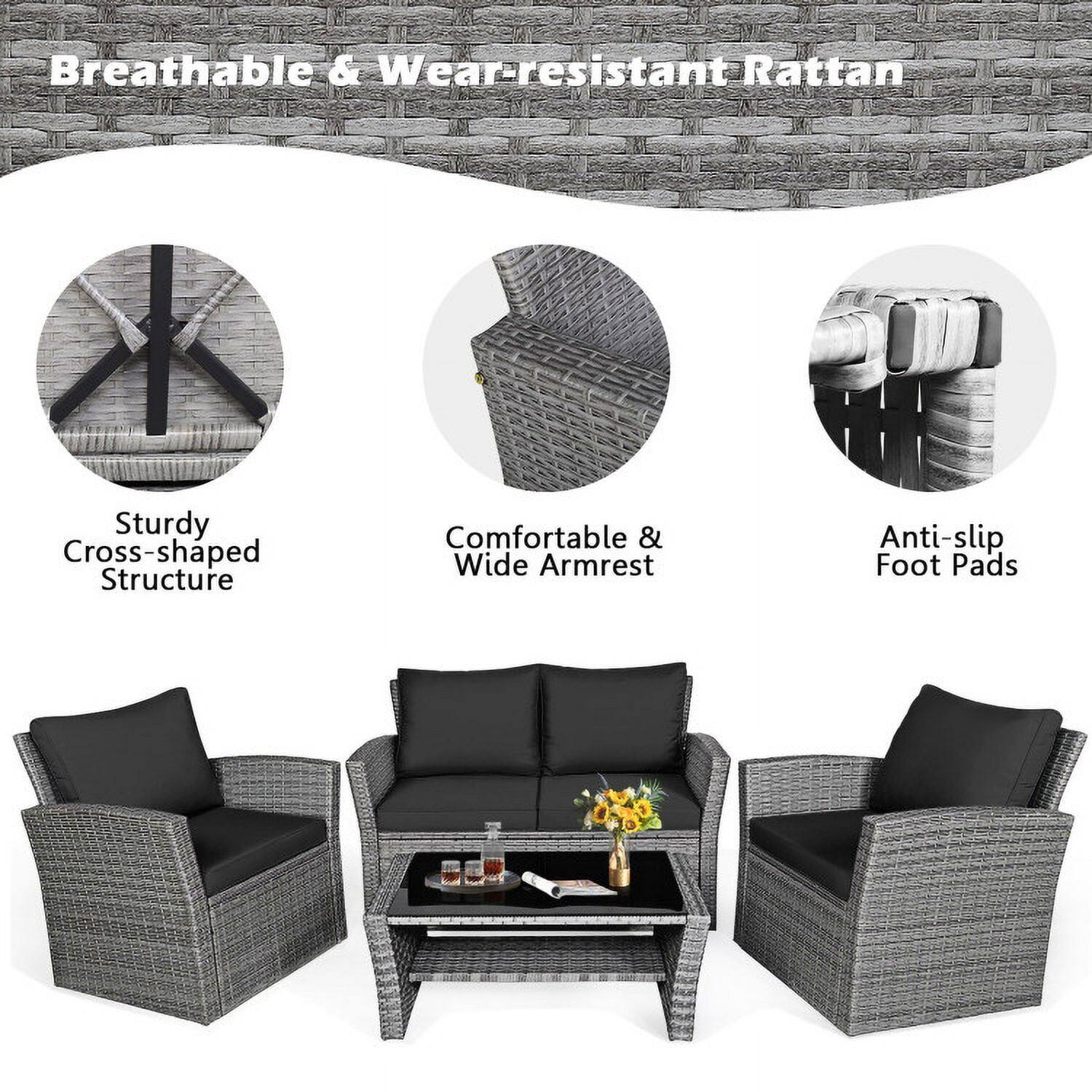 Breathable & Wear-resistant Rattan

- Sturdy Cross-shaped Structure
- Comfortable & Wide Armrest
- Anti-slip Foot Pads