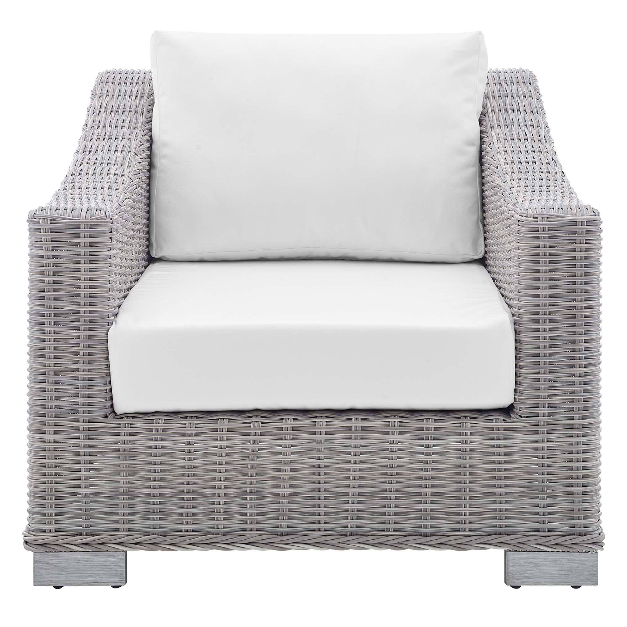 Alt View 2. Modway - Conway Outdoor Patio Wicker Rattan Armchair - Light Gray White.