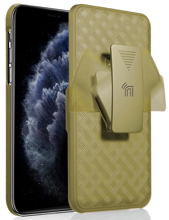 Nakedcellphone - Case with Stand and Screen Protector and Belt Clip Holster for iPhone 11 - Gold price history on PriceWatchPro