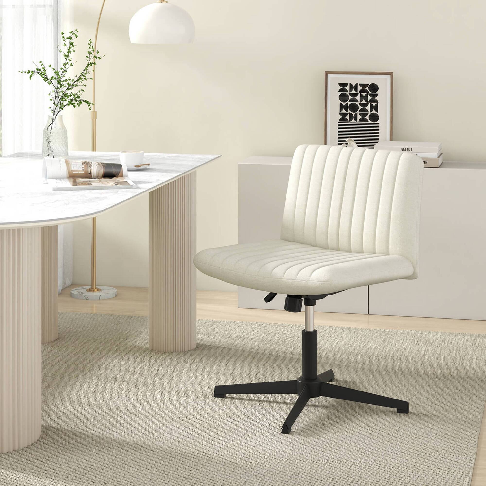 Alt View 1. Costway - Costway Criss Cross Legged Office Chair Ergonomic Mid Back Computer Desk Chair Beige - Beige.