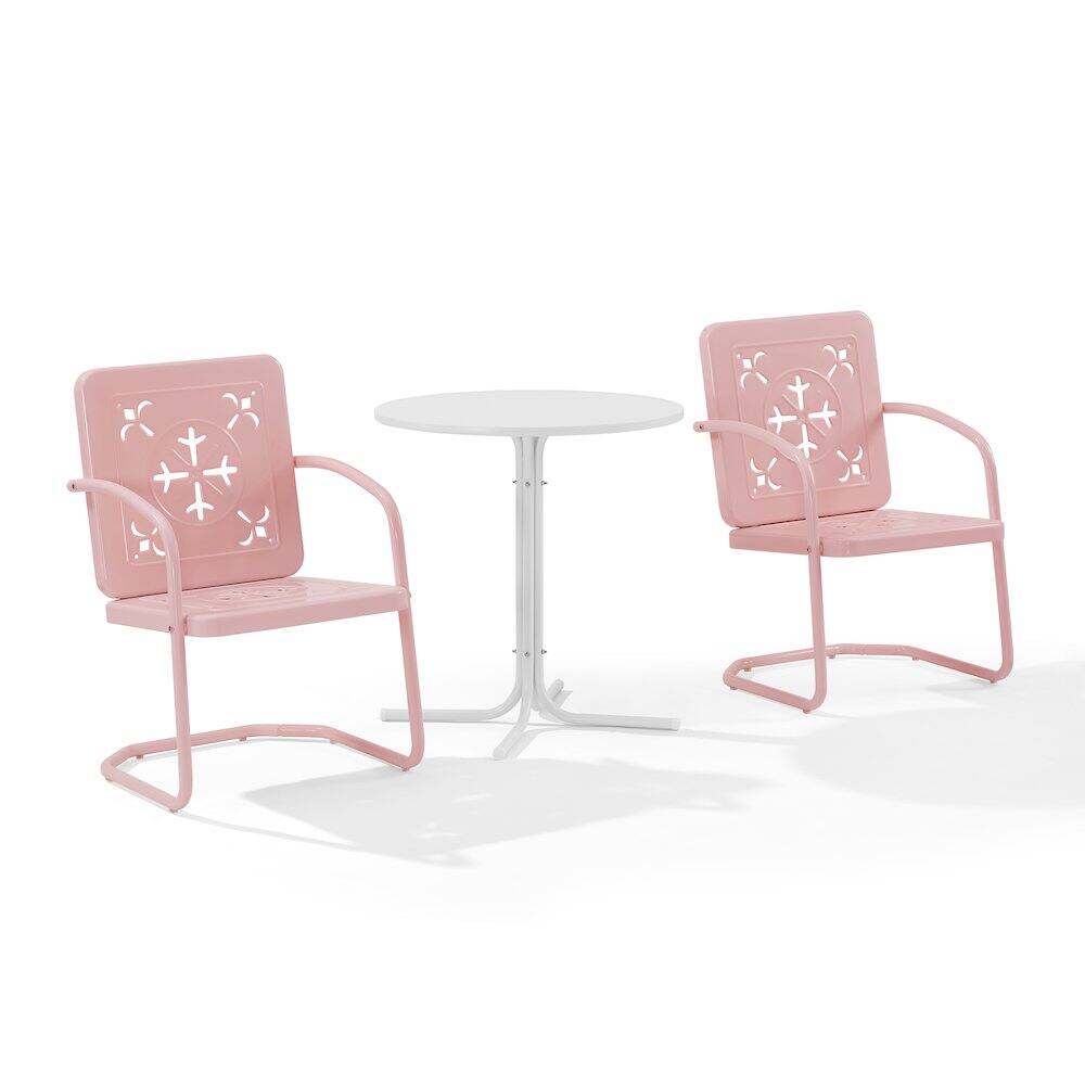 Alt View 7. Crosley Furniture - Azalea 3-Piece Retro Outdoor Bistro Set - Bistro Table & 2 Chairs - Pastel Pink Gloss.