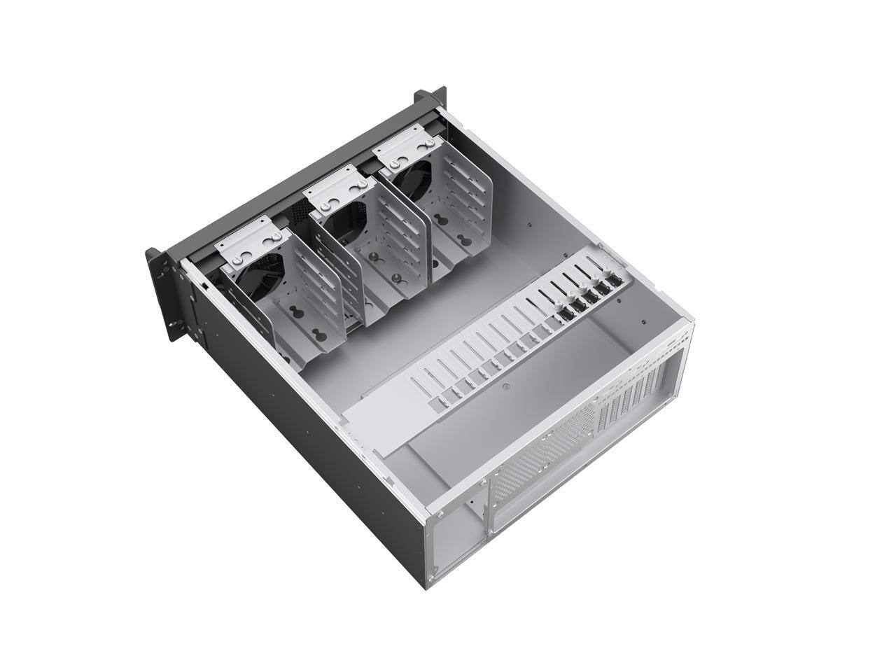 Alt View 4. Rosewill - Rosewill 4U Rackmount Server Chassis, 12x 3.5" HDD, ATX/PCIe, 4 Fans, USB 3.2 Type-C, RSV-R4012 - Black.